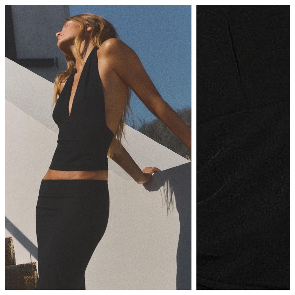 NWT. Zara Black V-Neck Halter Top. Size L.